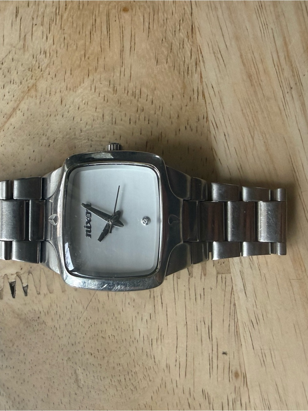 Nixon Silver Stainless Steel Square Dial Watch - White Face